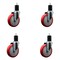 Service Caster 5'' Red Poly Wheel Swivel 1-3/4'' Expanding Stem Caster Set, 4PK SCC-EX20S514-PPUB-RED-134-4 - alternate 1